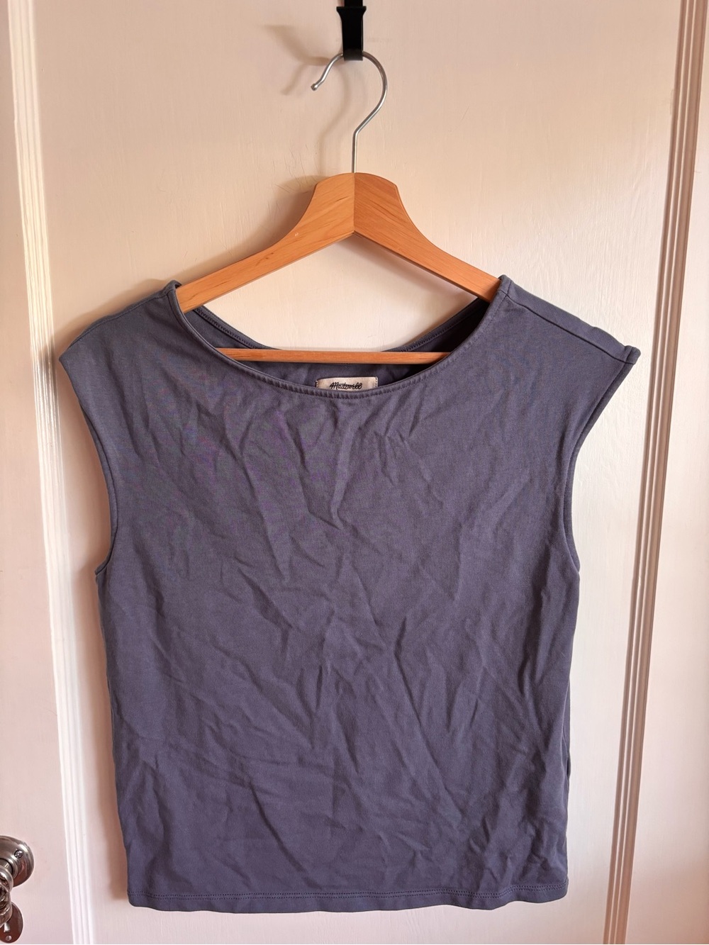 Madewell Sleeveless Boatneck Tank in Steel Blue